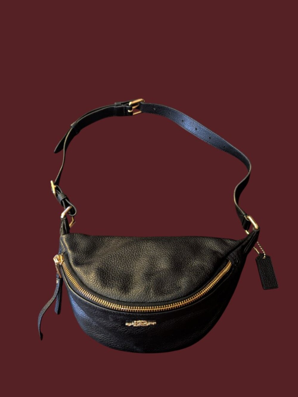 Coach Black Leather Fanny Pack Belt Bag Bum Bag F48738 - Picture 14 of 16